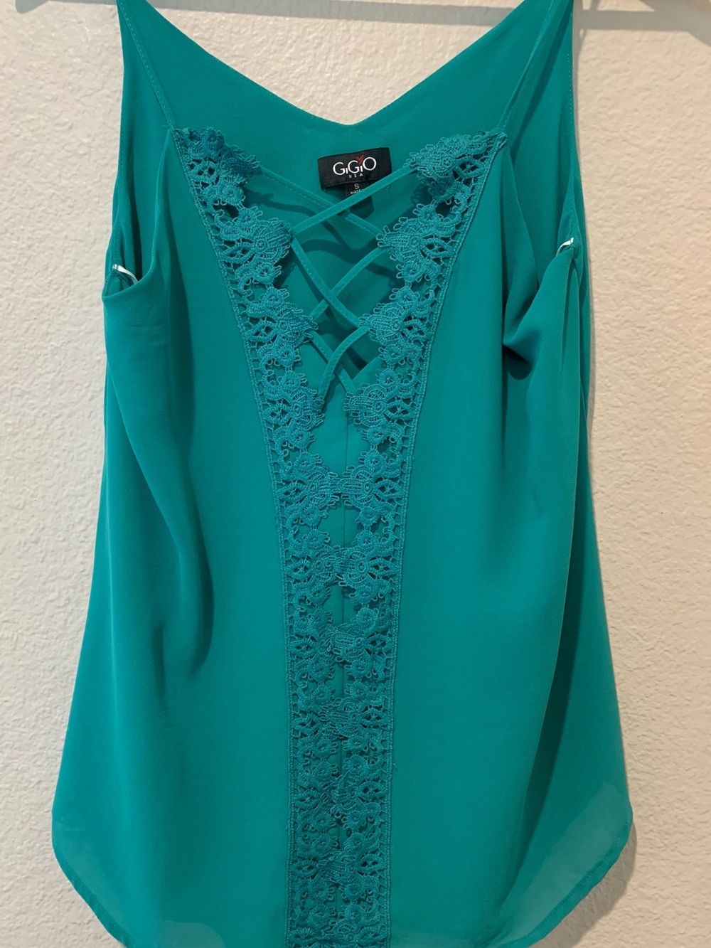 GiGiO Teal Lace-Trim Sleeveless Dress